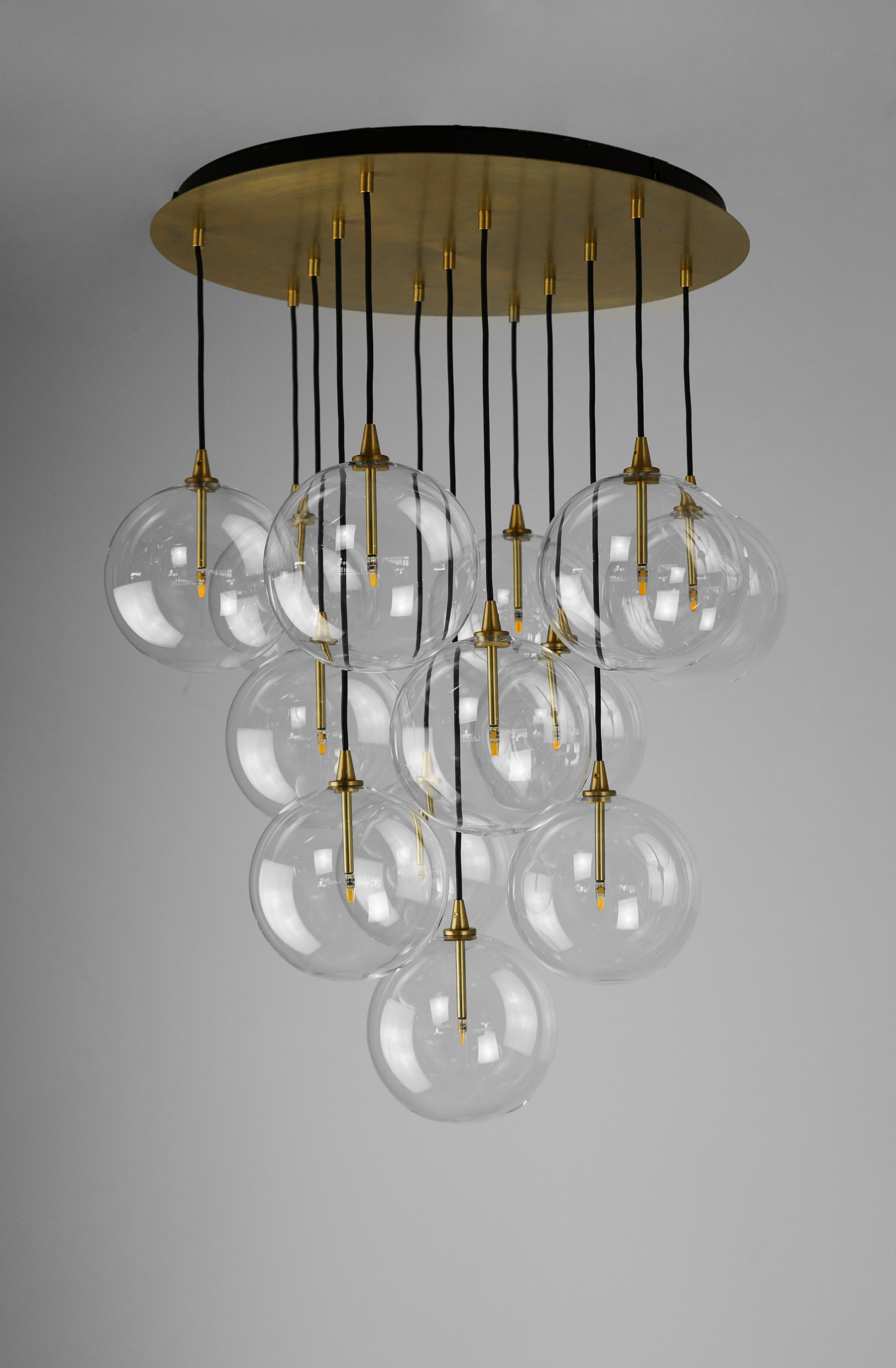 Schwung Cluster Transparent Globe Chandelier 13 Lights